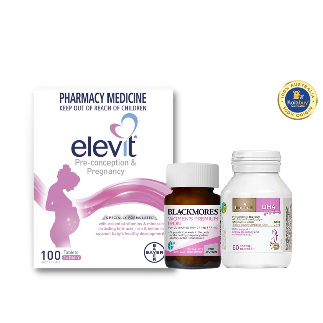[Special Set] Chăm sóc mẹ bầu Úc Elevit & DHA Bio Island & Sắt Blackmores (Discount đến 30%)