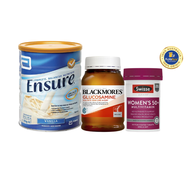 [Special Set] Chăm sóc sức khoẻ phụ nữ cao tuổi Sữa Ensure & Swisse Women Ultivite 50+ & Xương khớp Glucosamine Blackmores (Discount đến 30%)