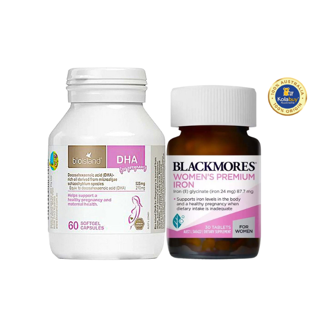 [Special Set] Chăm sóc mẹ bầu Úc Sắt Blackmores & DHA Bio Island (Discount đến 30%)
