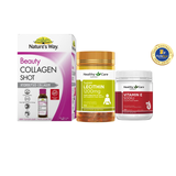 [Special Set] Chăm sóc sức khỏe phái đẹp Mầm đậu nành Lecithin Healthy Care & Vitamin E Healthy Care & Collagen Shot 10 x 50ml Nature's Way (Discount đến 30%)