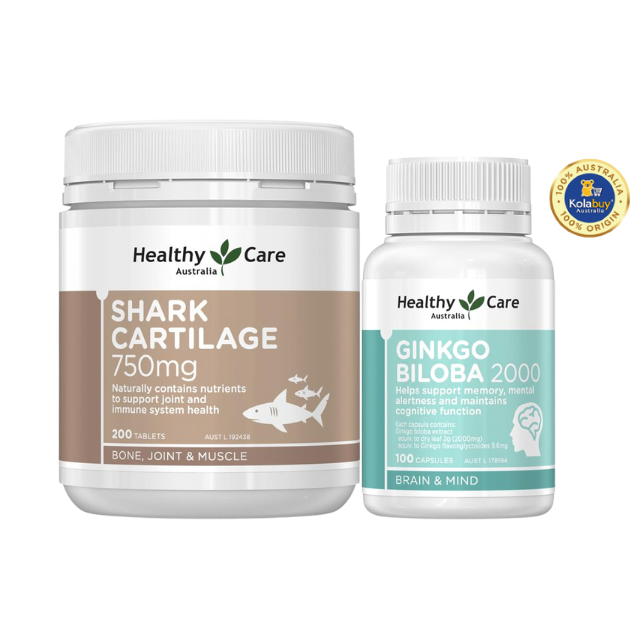 [Special Set] Tăng cường sức khỏe của Úc Bổ não Healthy Care 100v & Sụn cá mập Healthy Care 200v (Discount đến 30%)