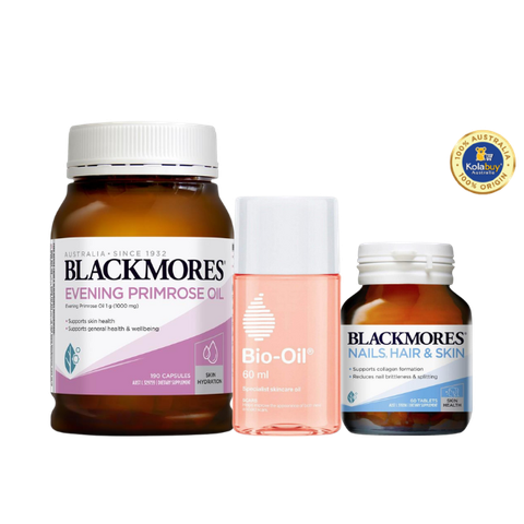 [Special Set] Chăm sóc sức khỏe sau sinh và làm đẹp Hoa anh thảo Blackmores & Da, móng, tóc Blackmores & Chống rạn da Bio oil 60ml (Discount đến 30%)