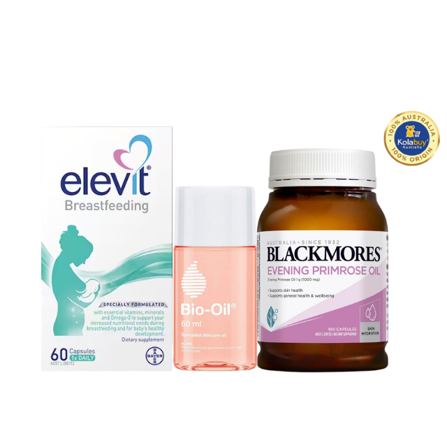 [Special Set] Chăm sóc sức khỏe sau sinh và làm đẹp Elevit & Hoa anh thảo Blackmores & Chống rạn da Bio oil 60ml (Discount đến 30%)