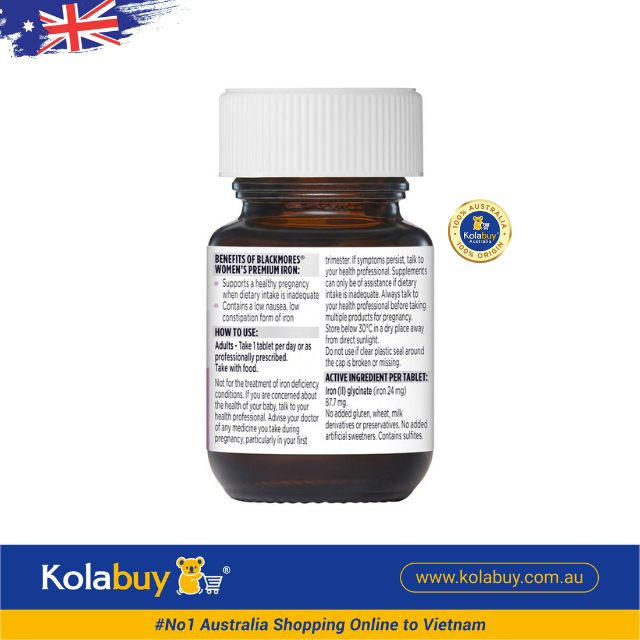 Viên uống bổ sung Sắt bầu Úc Blackmores Iron 30 viên
