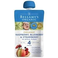 Bellamy's Organic Exotic Fruits Raspberry/Blueberry & Strawberry In Apple Puree 120g
