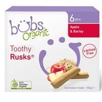 Bánh gặm nướu Bubs Organic Apple & Barley Lactose Free Toothy Rusk 100g