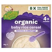 Bột ăn dặm Raffertys Garden 4+ Months Organic Rice Cereal 8 x10g Single Serve