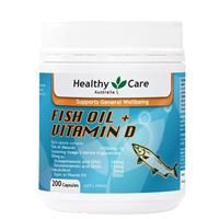 Healthy Care Fish Oil + Vitamin D 200 Capsules