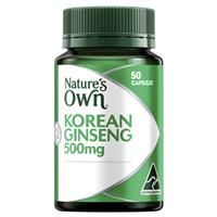 Nature's Own Korean Ginseng 500mg 50 Capsules