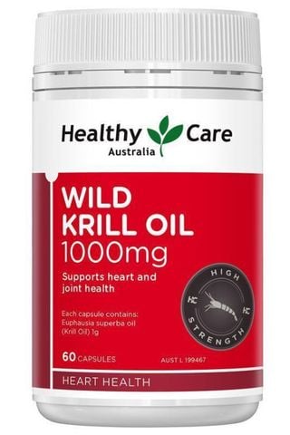 Dầu nhuyễn thể  Healthy Care Wild Krill Oil 1000mg 60 Soft Capsules