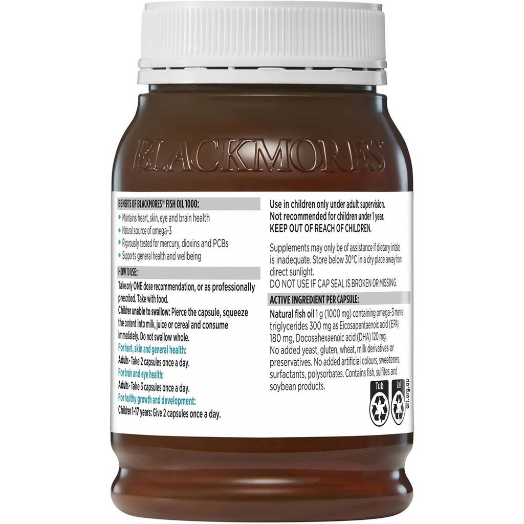 Viên uống bổ sung dầu cá Blackmores Fish Oil 1000mg Omega-3 200 viên