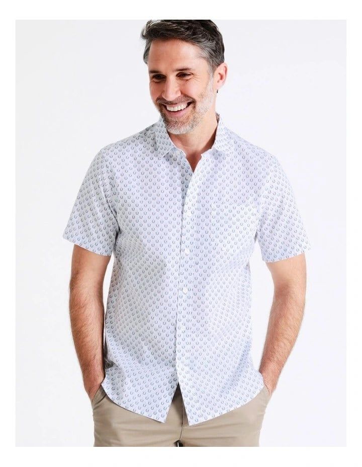 Kirkby Short Sleeve Print Shirt in White