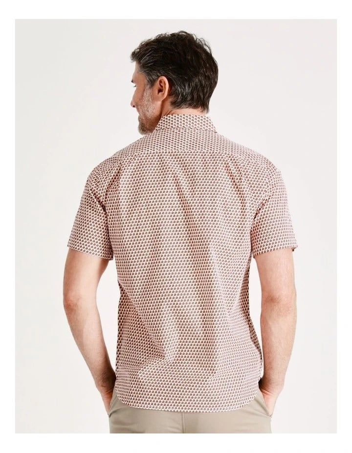 Melville Print Short Sleeve Shirt in Red