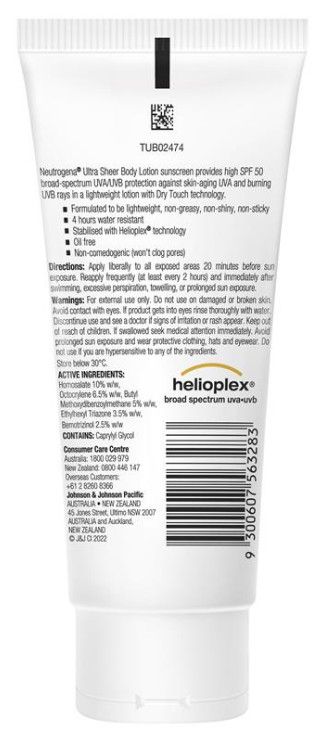 Kem chống nắng Neutrogena Ultra Sheer Body Lotion Sunscreen SPF 50 85ml