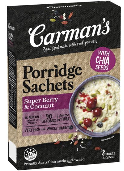 Carman's Super Berry & Coconut Gourmet Porridge Sachets 320g