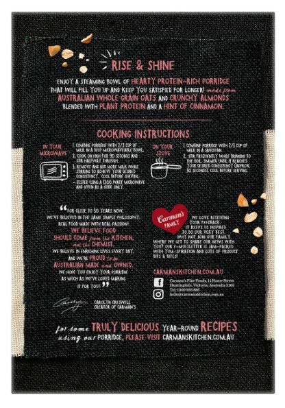 Carman's Protein Rich Porridge Sachets Almond, Vanilla & Cinnamon 6 Pack