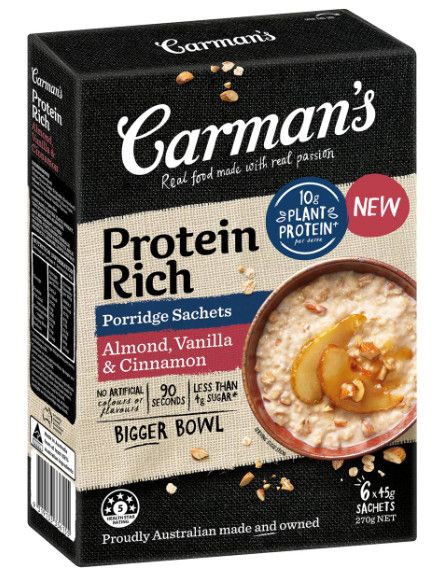 Carman's Protein Rich Porridge Sachets Almond, Vanilla & Cinnamon 6 Pack