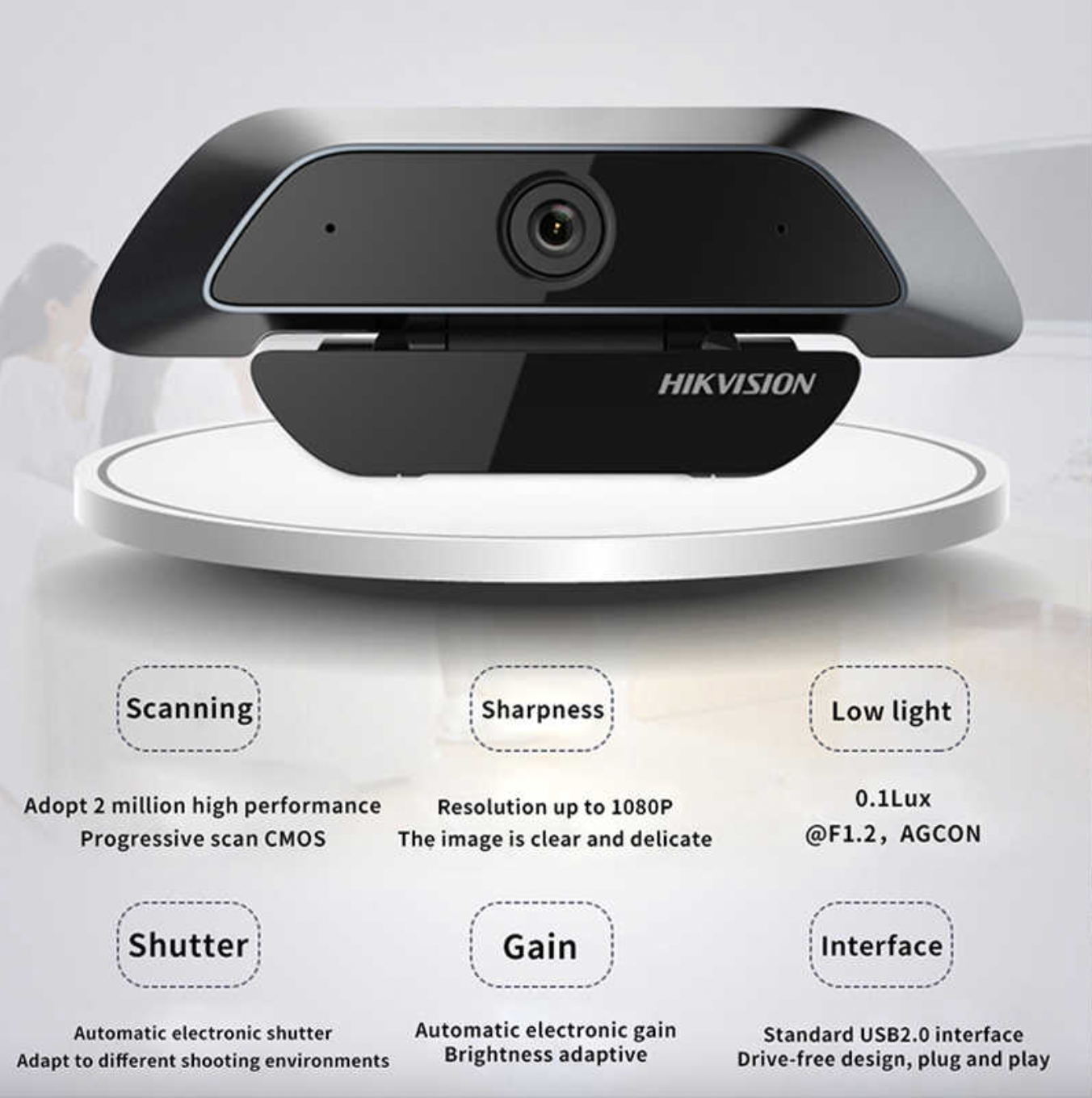 Webcam HIKVISION DS-U12i (1920 × 1080) - Webcam phục vụ Họp trực tuyến chất lượng cao cho các nhân và doanh nghiệp