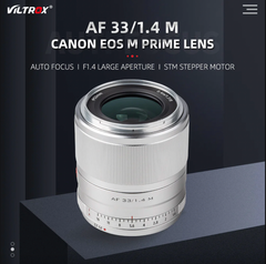 VILTROX AF33 F1.4 M Lens for Canon EF-M - Ống kính dành cho máy ảnh sử dụng mount Canon EF-M | Ống kính rộng , tự động lấy nét | Dùng cho chụp ảnh chân dung , cảnh đẹp