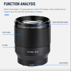 VILTROX AF85 F1.8 Z Lens for Nikon Z Camera - Ống kính dành cho máy ảnh sử dụng mount Nikon Z | Ống kính rộng , tự động lấy nét | Dùng cho chụp ảnh chân dung , cảnh đẹp