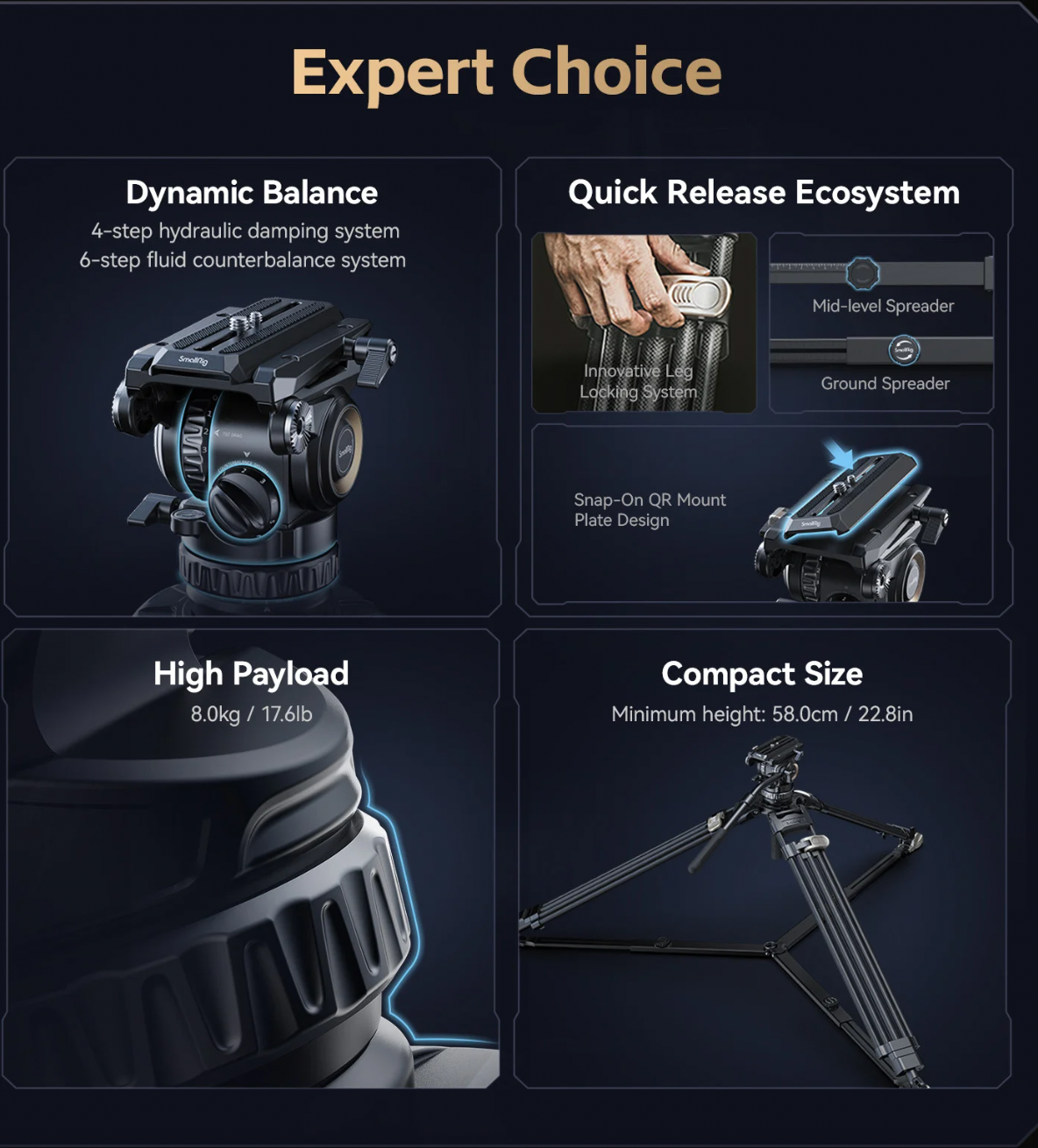 Chân AD-Pro8 FreeBlazer Counterbalance Carbon Fiber Video Tripod Kit 4465 - Bộ chân máy chuyên nghiệp dùng cho Sản xuất video , Làm phim chuyên nghiệp