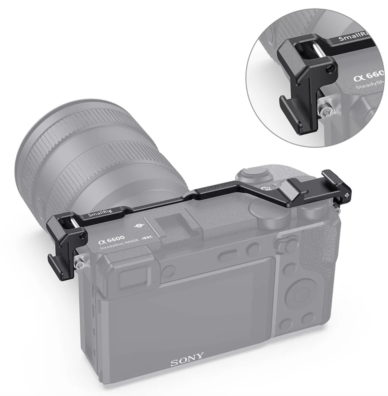 SmallRig Shoe Mount Relocation Plate for Sony a6600 Camera BUC2498 - Thiết kế đặc biệt cho máy ảnh Sony | Dùng lắp đặt các phụ kiện như micro , Đèn không làm cản trở màn hình LCD của máy