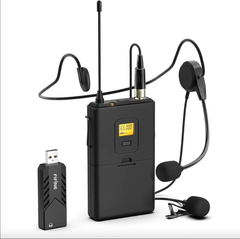 FIFINE K031B WIRELESS USB COMPUTER LAPEL MICROPHONE WITH HEADSEST FOR FITNESS CLASS, CONFERENCING