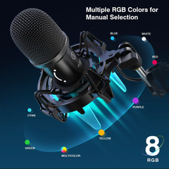Fifine K651 - Micro thu âm đèn RGB kèm shock mount và giá đỡ scissor arm stand