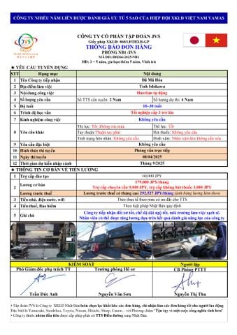 ĐƠN HÀNG MỚI CẦN 4 NAM HÀN BÁN TỰ ĐỘNG thi tuyển ngày 08/04/2025