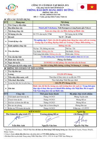 ĐƠN HÀNG ĐIỀU DƯỠNG MỚI CẦN 8 FORM NỮ thi tuyển 21/10/2023 (có thể phỏng vấn sớm hơn)