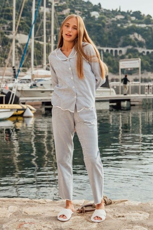  BKD110W41-BỘ PIJAMA BÂU SAM TAY DÀI, CHẤT LIỆU KATE NỈ ẤM ÁP CHO MÙA THU ĐÔNG 