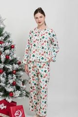 BKD180W41-BỘ DÀI TAY CỔ TRÒN CHẤT KATE, HỌA TIẾT ĐẶC TRƯNG CHO NOEL
