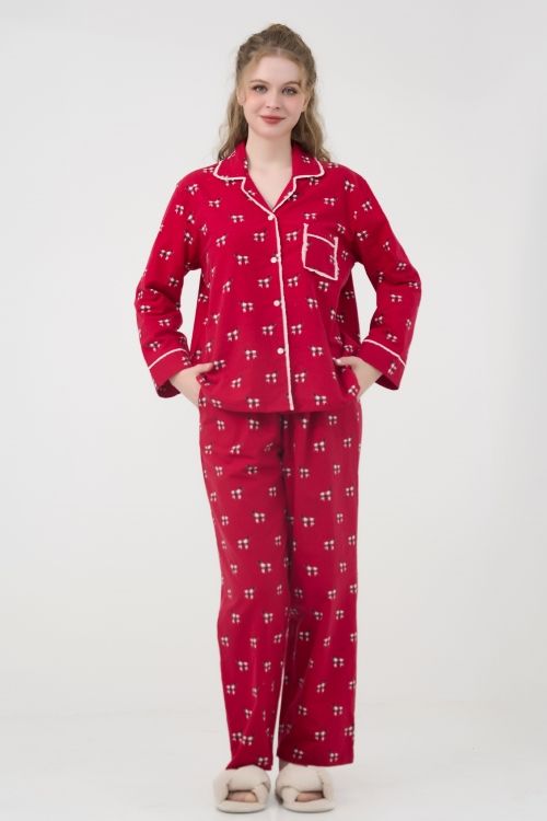  BKD200W41-BỘ KATE DÀI NỈ MỀM MẠI, CAO CẤP VỚI HỌA TIẾT MÀU ĐỎ ẤP ÁP CHO MÙA TẾT. 