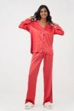  BSD070W42-BỘ SATIN DÀI CAO CẤP CỔ PIJAMA VỚI MÀU SẮC ĐỎ MANG NÉT SANG TRỌNG VÀ NỔI BẬT CHO MÙA TẾT. 