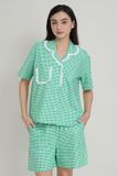  BSK011W41-BỘ PIJAMA SHORT CHẤT KATE CÓ PHỐI REN, HỌA TIẾT MÀU SẮC CHO NOEL 