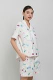  BSK011W42-BỘ PIJAMA SHORT CHẤT KATE CÓ PHỐI REN, HỌA TIẾT MÀU SẮC CHO NOEL 