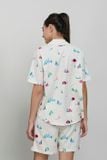  BSK011W42-BỘ PIJAMA SHORT CHẤT KATE CÓ PHỐI REN, HỌA TIẾT MÀU SẮC CHO NOEL 