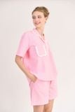  BSK013W41-BỘ SHORT KATE VỚI THIẾT KẾ CỔ PIJAMA ĐIỂM NHẤN REN NỔI BẬT MANG  ĐẾN SỰ TRẺ TRUNG  VÀ NĂNG ĐỘNG TẠO CẢM GIÁC THOẢI MÁI KHI MẶC 