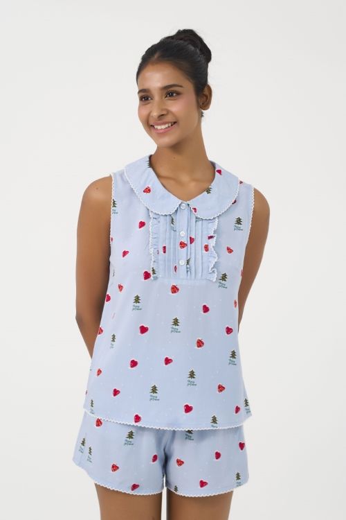  BSK100W41-BỘ SHORT TOLE VỚI THIẾT KẾ CỔ LÁ SEN XINH XẮN MANG LẠI CẢM GIÁC THOẢI MÁI KHI MẶC 