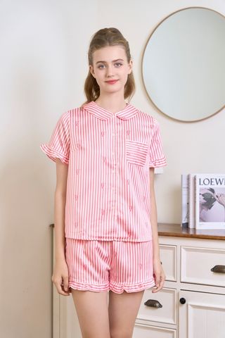  BSS03S5S02-BỘ SHORT SATIN CAO CẤP VỚI THIẾT KẾ CỔ LÁ SEN TẠO CẢM GIÁC MỀM MẠI, THOÁNG MÁT  LÀ LỰA CHỌN LÝ TƯỞNG CHO MÙA HÈ 