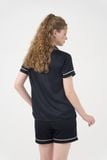  BSS041W41-BỘ SHORT SATIN CAO CẤP NỀN ĐEN VỚI THIẾT KỂ CỔ PIJAMA THOẢI MÁI VÀ THỜI THƯỢNG. 