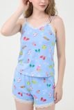 BST035S11-BỘ SHORT THUN COTTON, ÁO 2 DÂY PHỐI REN VỚI HỌA TIẾT ĐẶC TRƯNG NOEL 