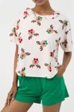  BST070W41-BỘ SHORT PHỐI QUẦN NỈ VÀ ÁO THUN IN HỌA TIẾT NOEL 