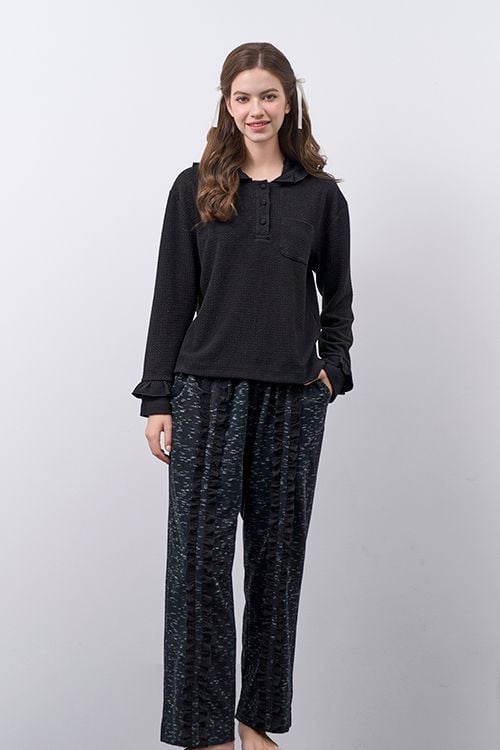  BTD010W41-BỘ PHỐI QUẦN THUN DA CÁ VÀ ÁO DÀI TAY THU ĐÔNG 