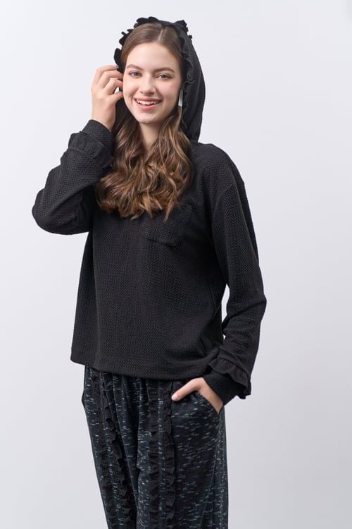  BTD010W41-BỘ PHỐI QUẦN THUN DA CÁ VÀ ÁO DÀI TAY THU ĐÔNG 