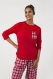  BTD041W31-BỘ DÀI TAY KẾT HỢP GIỮA ÁO THUN ĐỎ VÀ QUẦN CARO ĐỎ TẠO VẺ NGOÀI TRẺ TRUNG VÀ NĂNG ĐỘNG  MÙA TẾT 