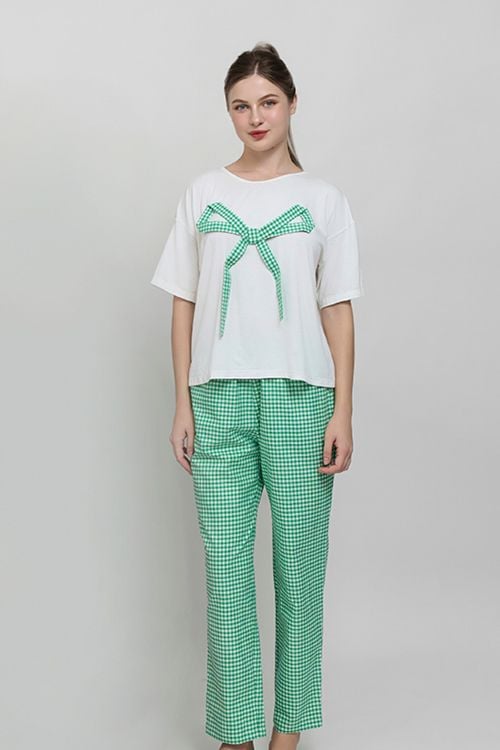  BTD170W41-BỘ PHỐI QUẦN KATE VỚI ÁO THUN COTTON CHO NOEL 