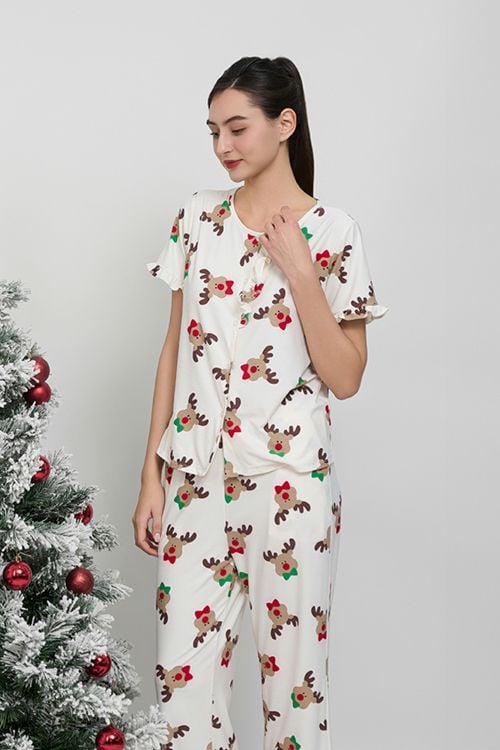  BTD190W41-BỘ DÀI THUN COTTON, CỔ TRÒN VỚI HỌA TIẾT ĐẶC TRƯNG NOEL 