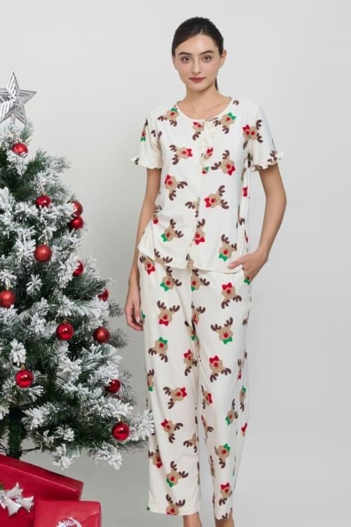  BTD190W42-BỘ THUN DÀI NỮ VỚI HOẠ TIẾT TUẦN LỘC ẤM ÁP CHO MÙA NOEL 