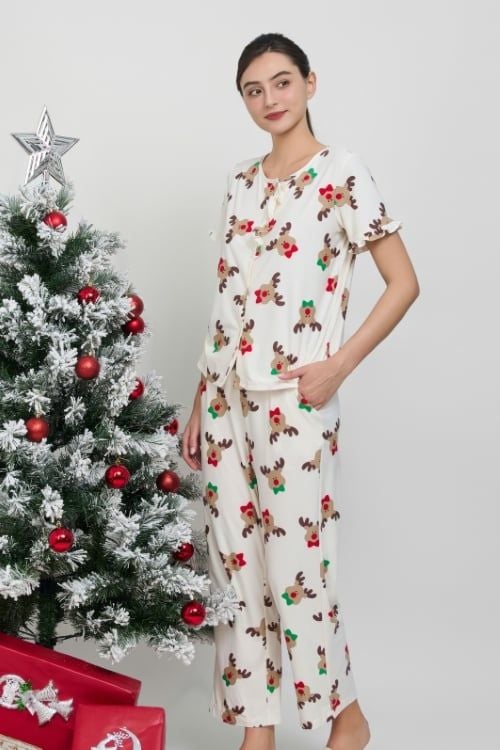  BTD190W42-BỘ THUN DÀI NỮ VỚI HOẠ TIẾT TUẦN LỘC ẤM ÁP CHO MÙA NOEL 